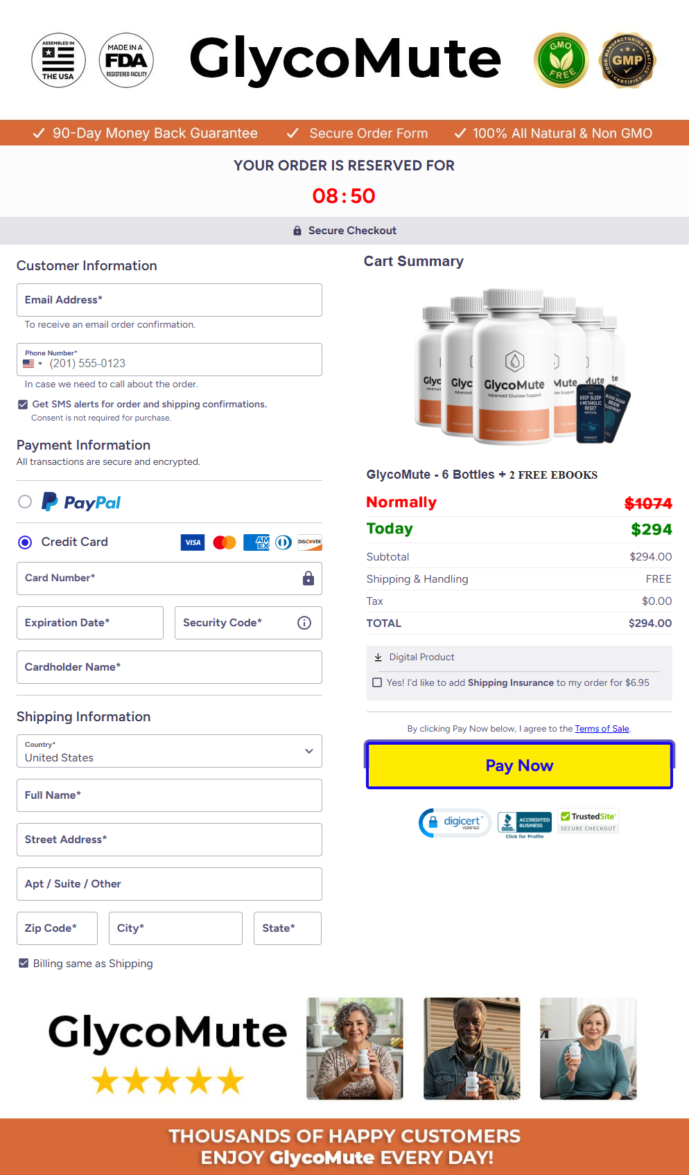 GlycoMute checkout screenshot